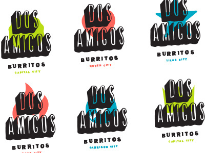 Dos Logo Concept brand branding bright burrito chain logo shop