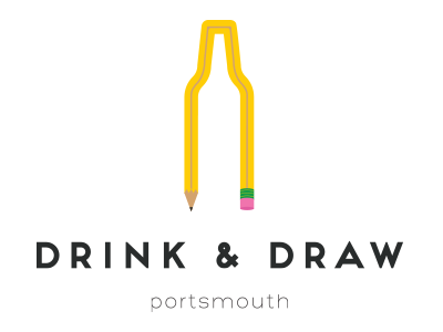 Drink & Draw Portsmouth beer bottle designers drink and draw event identity logo meetup new hampshire nh pencil portsmouth