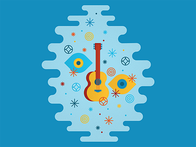 Rock and Roll #2 acoustic editorial eyes guitar illustration illustrator magazine music new england pen tool spot