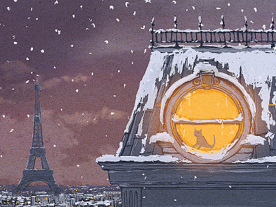 Winter in Paris cat dirclumsy eiffel tower paris peter nagy roof snow winter