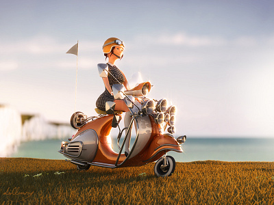 Mod 3d brighton cinema4d england girl indian summer lamps mod peter nagy seven sisters style vespa