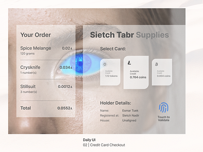 Daily UI - Credit Card Checkout (meets Dune) design interface ui