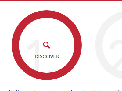 Discover clean discover hover icon number process red simple ui white