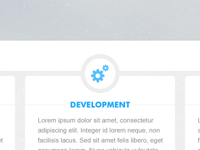 Development blue grey header icon lorem ipsum portfolio services