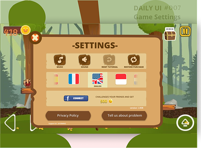 Daily007 Game Settings daily 100 challenge daily ui daily007 dailyui design game art game design game settings ui ux