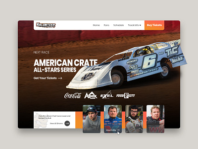 Volunteer Speedway - Website Exploration branding clean clean design colors design experience interface landing page style typography ui website website concept website design