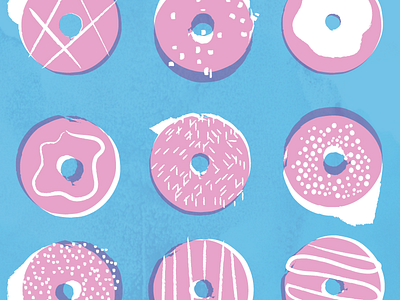 Donuts abstract cyan donut illustration magenta print