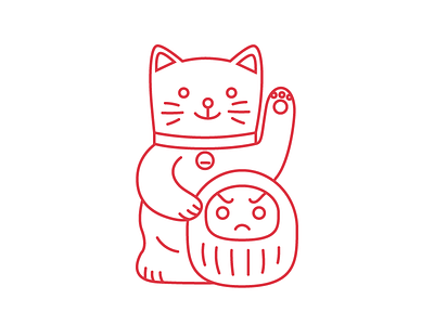 Maneki-neko + Daruma