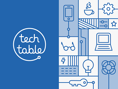 Tech Table brand coffee computer help icons identity it logo table tech technology