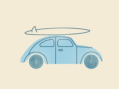Surf Bug beetle blue bug california car illustration surf vector volkswagon