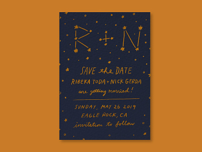 Save the Date card constellation handlettering illustration invitation invitation design