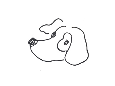 doggie black dog illustration white