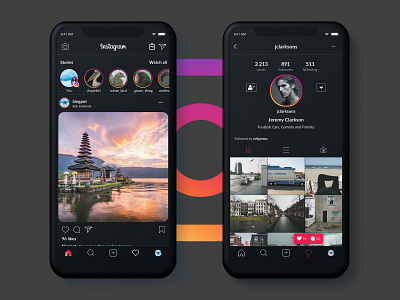 Instagram Dark Profile and Feed
