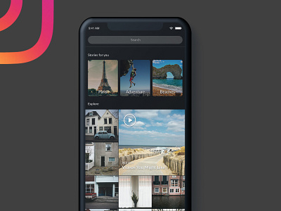 Instagram Explore page app app design avatars clean design explore flat instagram interaction interface like mobile social ui ui designer user experience user interface ux ux designer web
