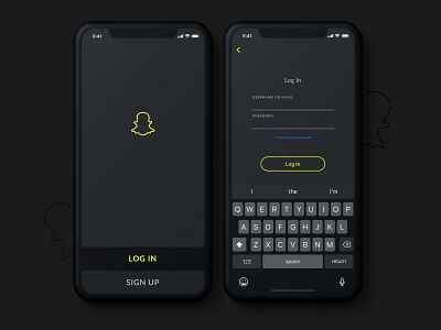 Snapchat Dark Login app app design avatars clean design flat interaction interface like login page mobile snapchat social ui ui designer user experience user interface ux ux designer web