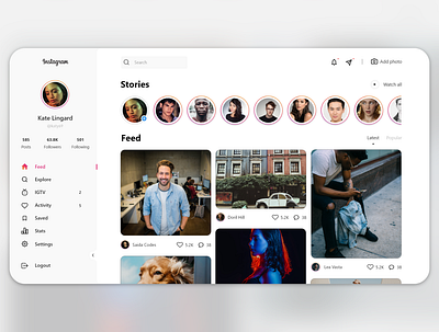 Instagram Redesign Concept - Desktop ver. instagram redesign ui web design webdesign white