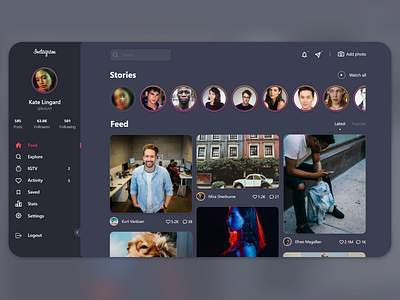 Instagram Redesign Concept | Dark desktop ver.