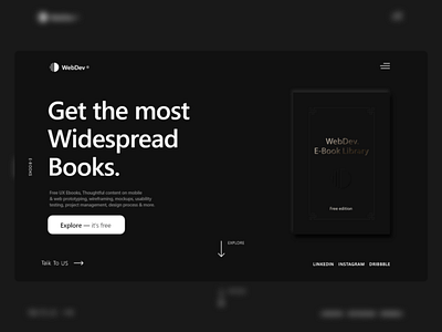 E-books Library landing page dark ebook web design