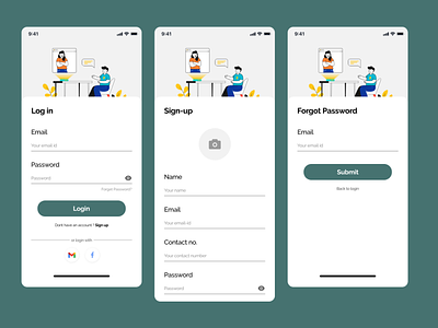 Log in Sign-up Screen app design figma ui