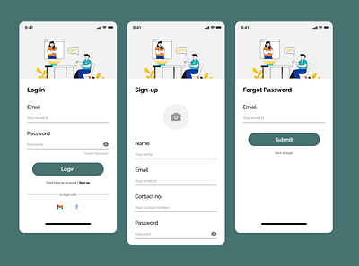 Log in Sign-up Screen app design figma ui
