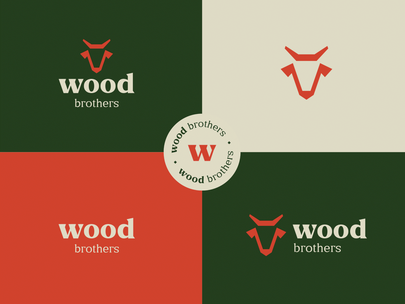 Wood Brothers - Brand System animation brand brand design brand system branding color palette colors graphic design green logo logotype motion graphics orange typography visual identity wood wood brothers
