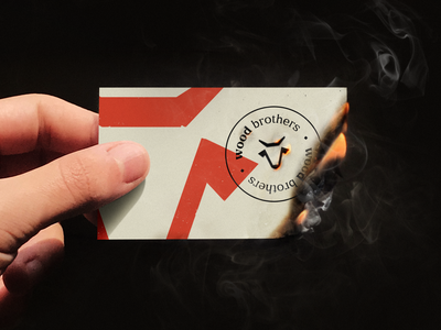 Business Card On Fire - Mockup brand design branding brothers business card business card mockup card on fire fire free mockup freebies graphic design hand holding card logo mockup stationary visual identity wood