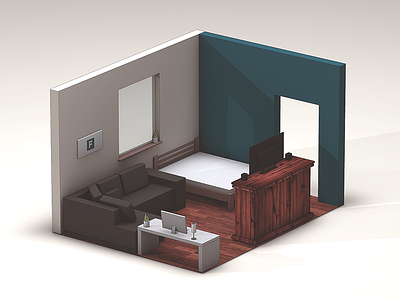 Room Model 3d c4d cinema 4d cubes digital art low poly model photoshop render