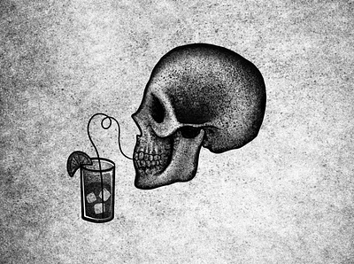 Sipping Skull drawing illustration skull