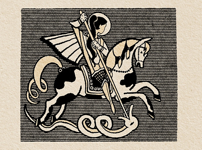 St. George conquer drawing horse illustration