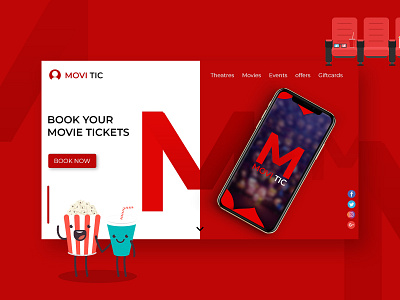 Movie Booking UI Design bookings design designapp designui landing design landing page concept landing page design landing page ui landingpage movie app movies app ui ux uidesign uidesigner uidesignpatterns