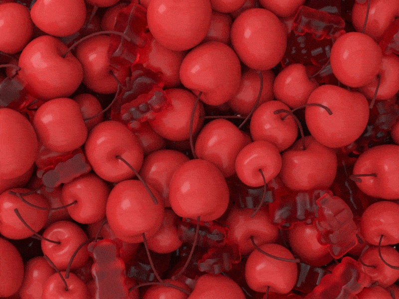 APink 5 3d animation 3d motion animation cherry color food graphic design gummy bear illustration motion design popsicle red