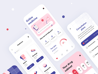 Online Medicine - Mobile app application arounda concept design drugs figma golden grid health illustration ios medicine mobile notifications pharmacy pills planner reminder schedule ui ux