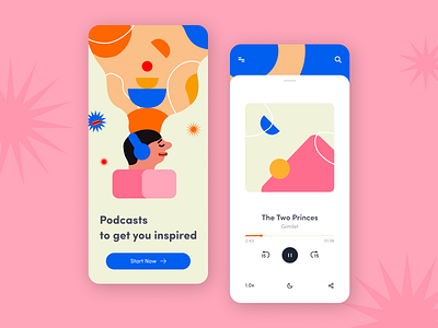 Podcast Streaming - Mobile app concept abstract app application arounda concept creative design figma illustration interface mobile music onboarding palette player podcast ui ux
