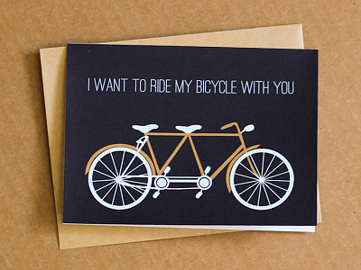 Tandem valentine bicycle bike card greeting card illustration paper goods printed tandem valentine valentines day vector