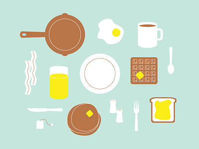 An Ode to Breakfast breakfast coffee collage eggs food illustration tea vector
