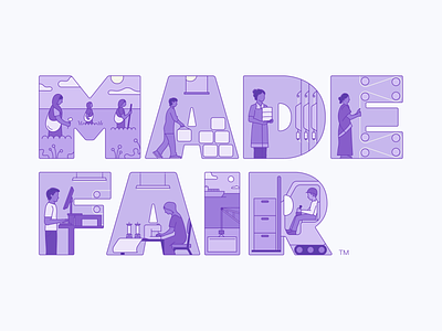 MadeFair illustrated logo type branding charity illustrated type illustration logo organisation people purple type typography vector