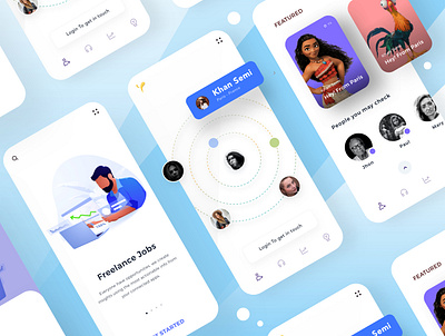 Freelancers FREE UI Kit - Mobile applications 2d adobe app design dashboard demo design dribbble flat ui icon illustration interaction design menu mobile app mobile ui onboarding profile reports typogaphy uiux userexperience