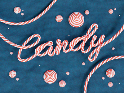 Candy Works 3d 3d art blender candy christmas colorful creative design detailed red script script font typogaphy