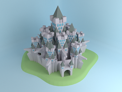 3D Castle Sketch 3d basic blender cartoon castle cube simple