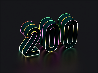 200 followers 200 3d blender color number