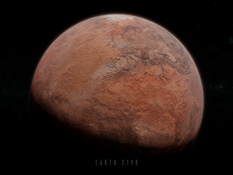 If Earth was Mars red planet red concept 3d blender cosmolgy astronomy space dry water mars planet earth