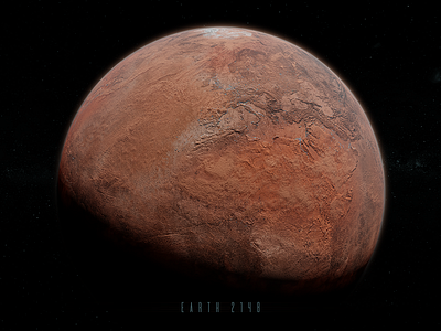 If Earth was Mars 3d astronomy blender concept cosmolgy dry earth mars planet red red planet space water