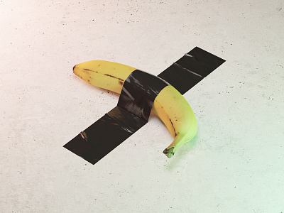 Art is easy! 3d abstract art banana blender ducktape tape wall yellow