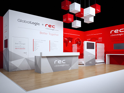 GlobalLogic - Trade show booth 3D layout 3d 3d modeling booth fair global it logic reception render trade tradeshow wroclaw wrocław