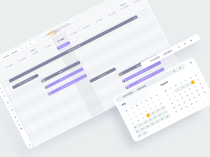 Gantt chart with members' assignments app calendar calendar ui chart design desktop diagram flow gannt chart gantt ui web