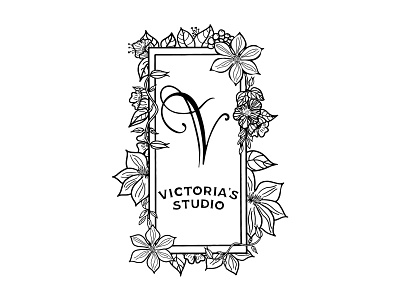Victoria's Studio Logo Design beauty botanical brand identity branding floral flower graphic design hair dresser hair salon hand drawn illustration leaf line illustration logo logomark plants