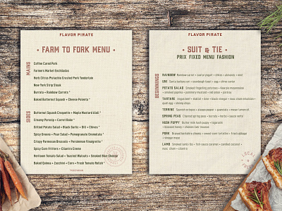 Flavor Pirate Menu Design brand identity branding catering design food food menu graphic design menu menu design minimal organic restaurant restaurant menu type typography vintage