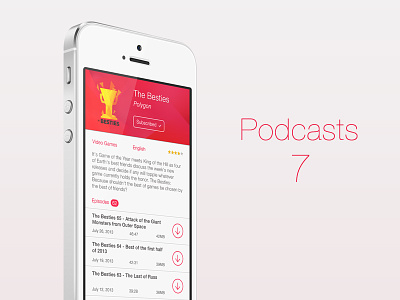 Podcasts for iOS7 app design discovery ios ios 7 ios7 iphone music podcasts ui
