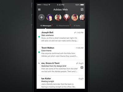 Mail/Project App app chat design ios ios7 mail message people project task team ui