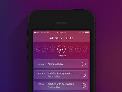 Day View - Calendar app calendar day design ios ios7 month task todo ui